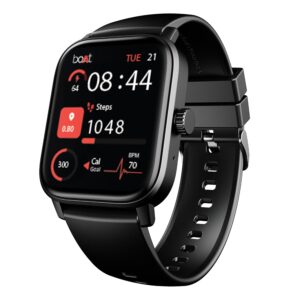 Boat Wave Call 3 Smartwatch 1.83” HD Display with Animated Watch Faces; BT Calling, Functional Crown, Multiple Sports Modes, IP68, HR, SpO2 Monitor, Smart Watches for Men & Women (Bold Black)